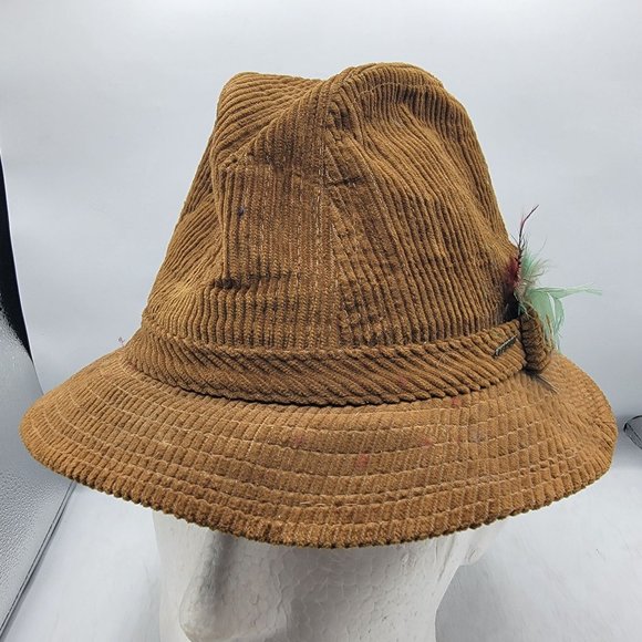Vintage Stetson Fedora Corduroy Hat 7 1/8 Made In The USA Going Out Fashion